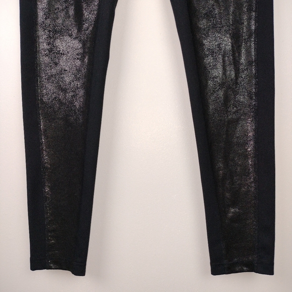 NWOT ZELLA Shimmer Crackle Front Mid Rise Full Length Leggings in Black Sz. L - Picture 5 of 8
